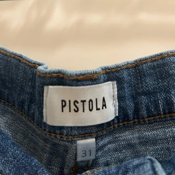 Pistola Women’s Cut Off Shorts Sz 31 Blue Denim High Rise Stretch Light Washed - Picture 3 of 4